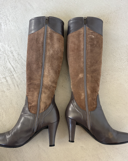Brown Suede & Leather Boots