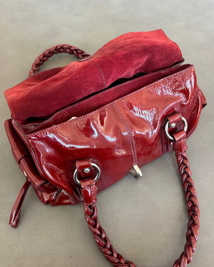 Red Patent Francesco Biasia Lock Bag