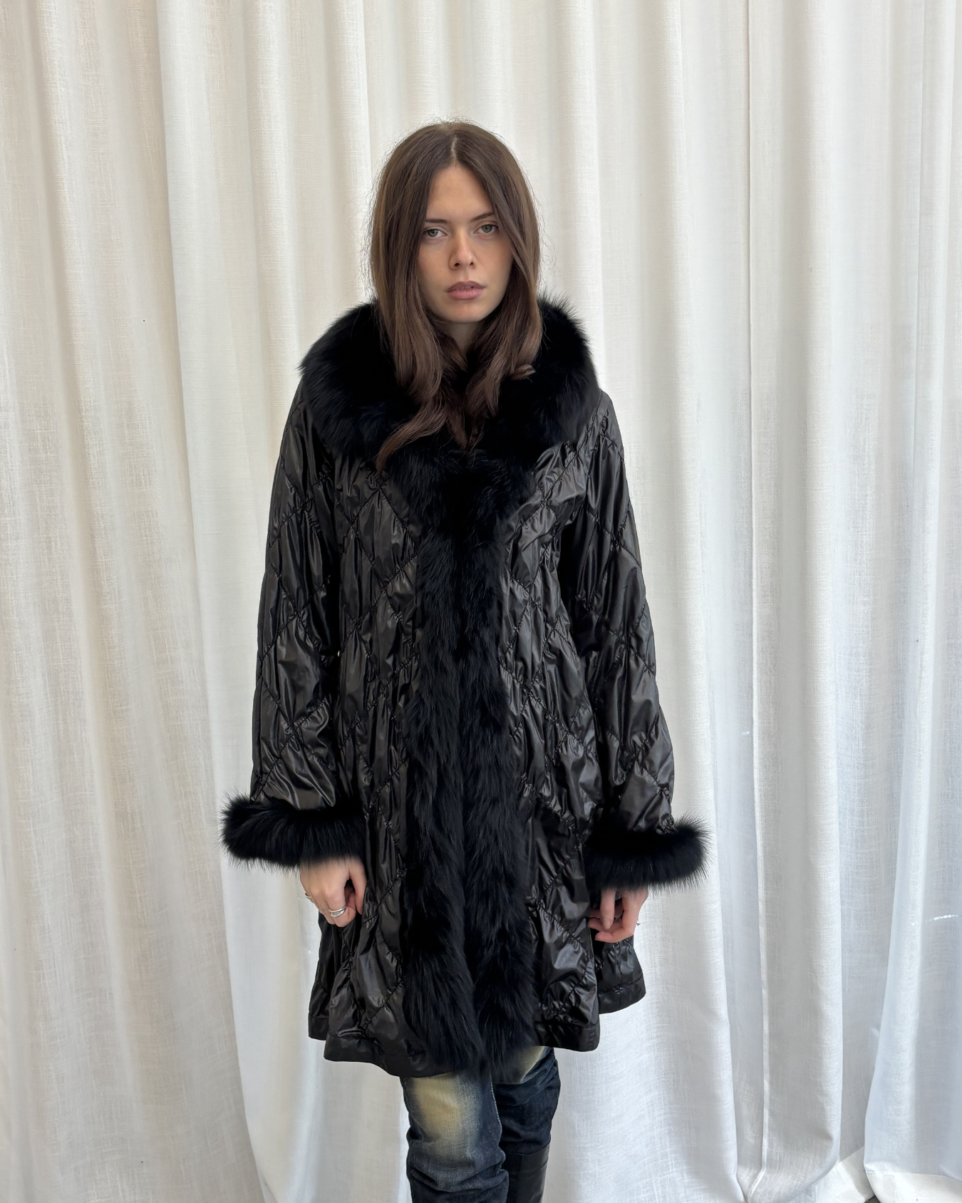 Vintage Nylon & Real Fur Coat