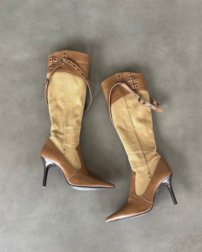 Vintage Knee High Strap Boots