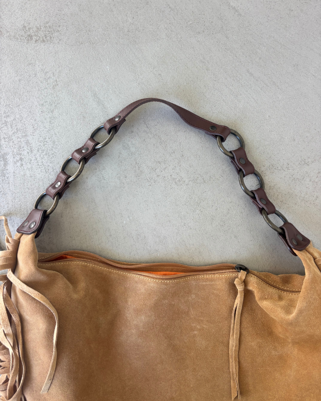 Brown Suede Fringe Bag
