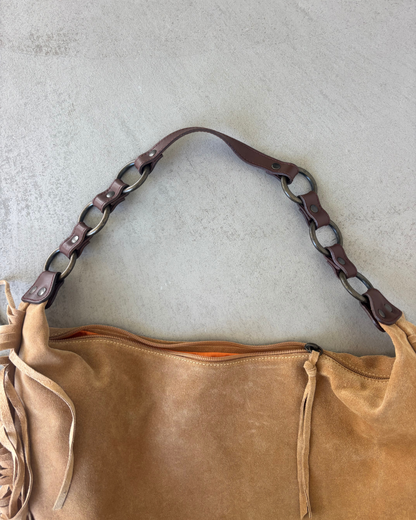 Brown Suede Fringe Bag