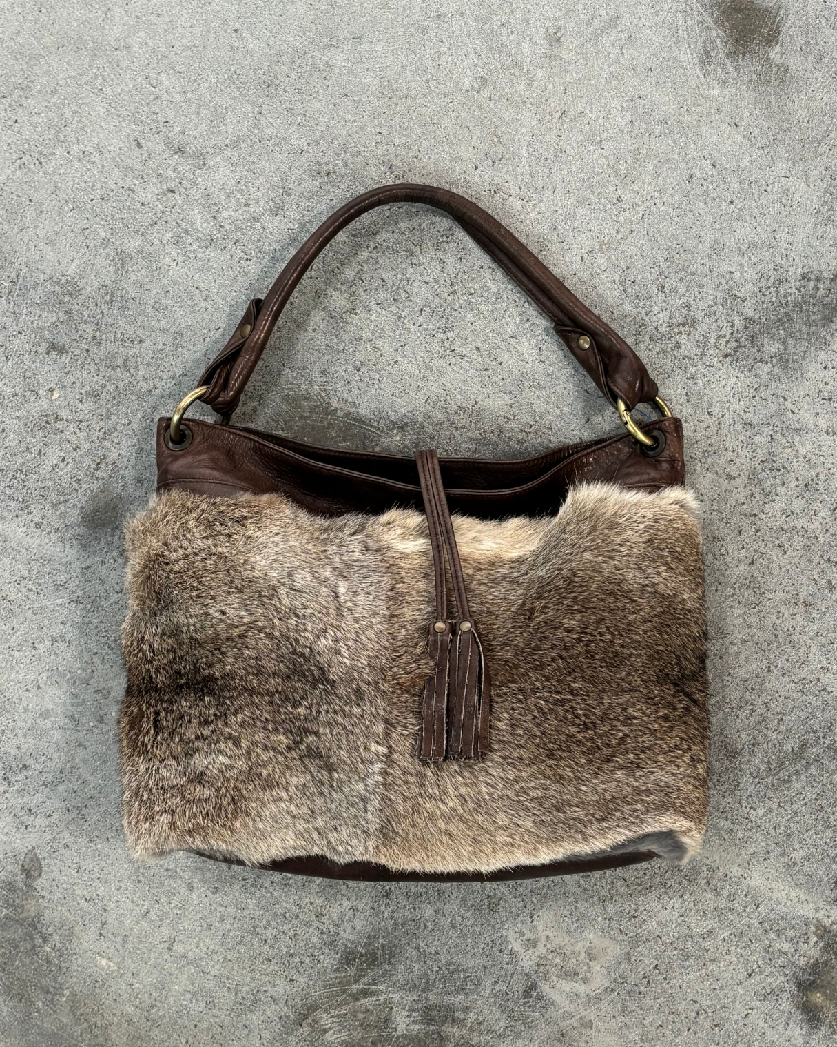Vintage Brown Real Fur Bag