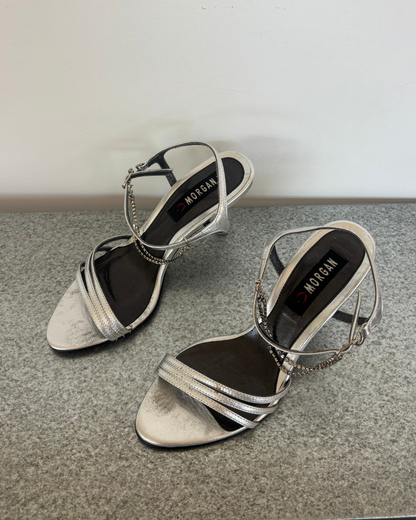 Morgan De Toi Silver Heels With Chain