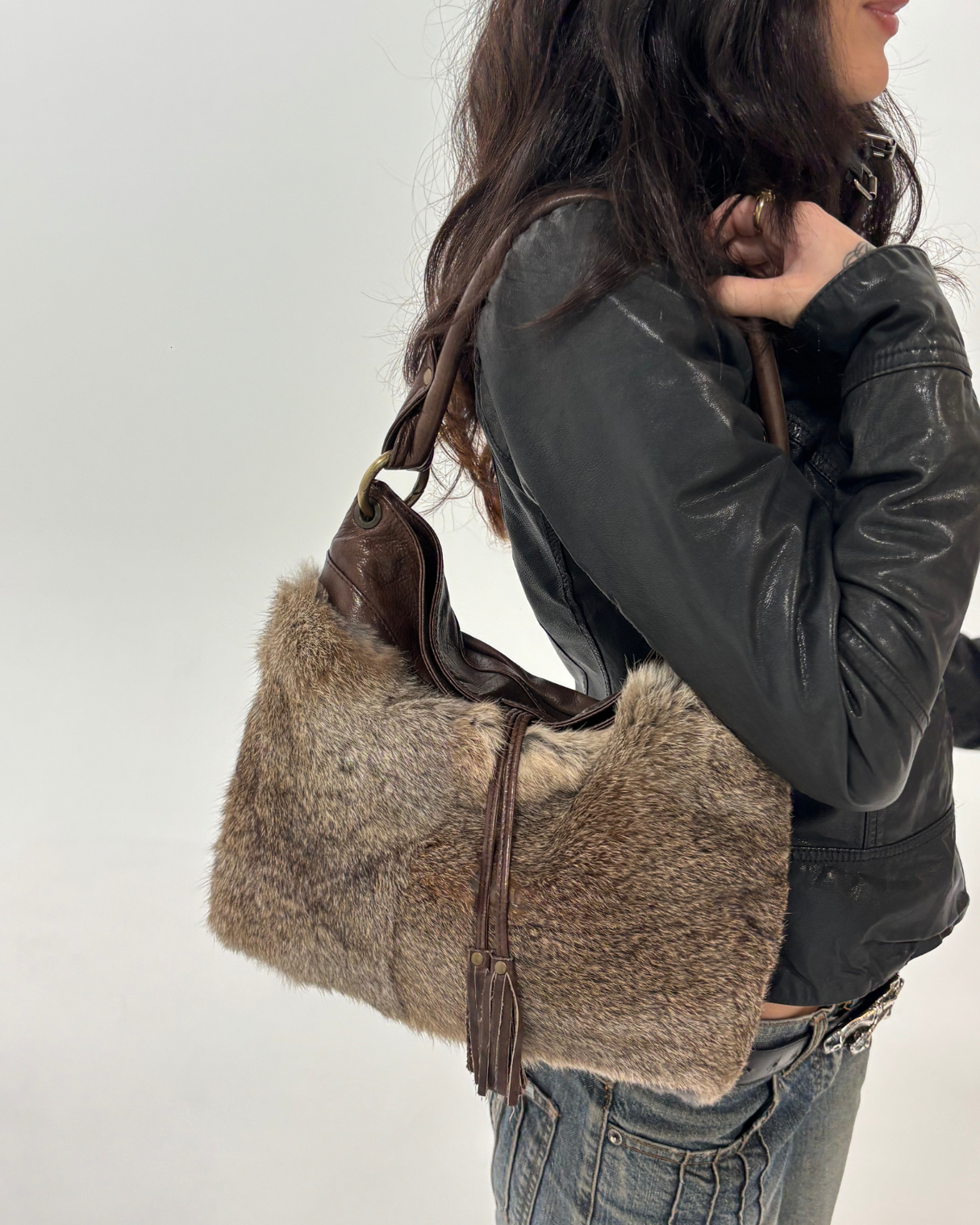 Vintage Brown Real Fur Bag