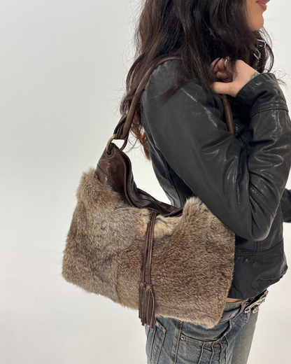 Vintage Brown Real Fur Bag