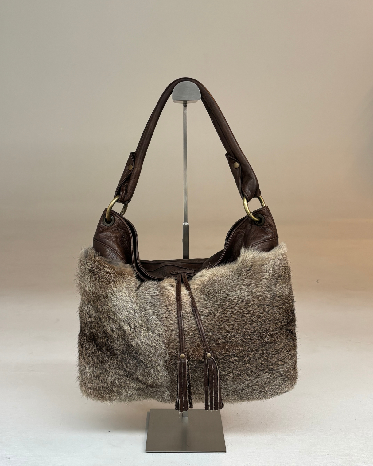 Vintage Brown Real Fur Bag