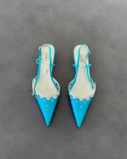 Franco Burrone Blue Metallic Heels