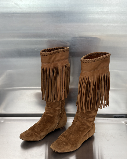Sergio Rossi Suede Fringe Boots