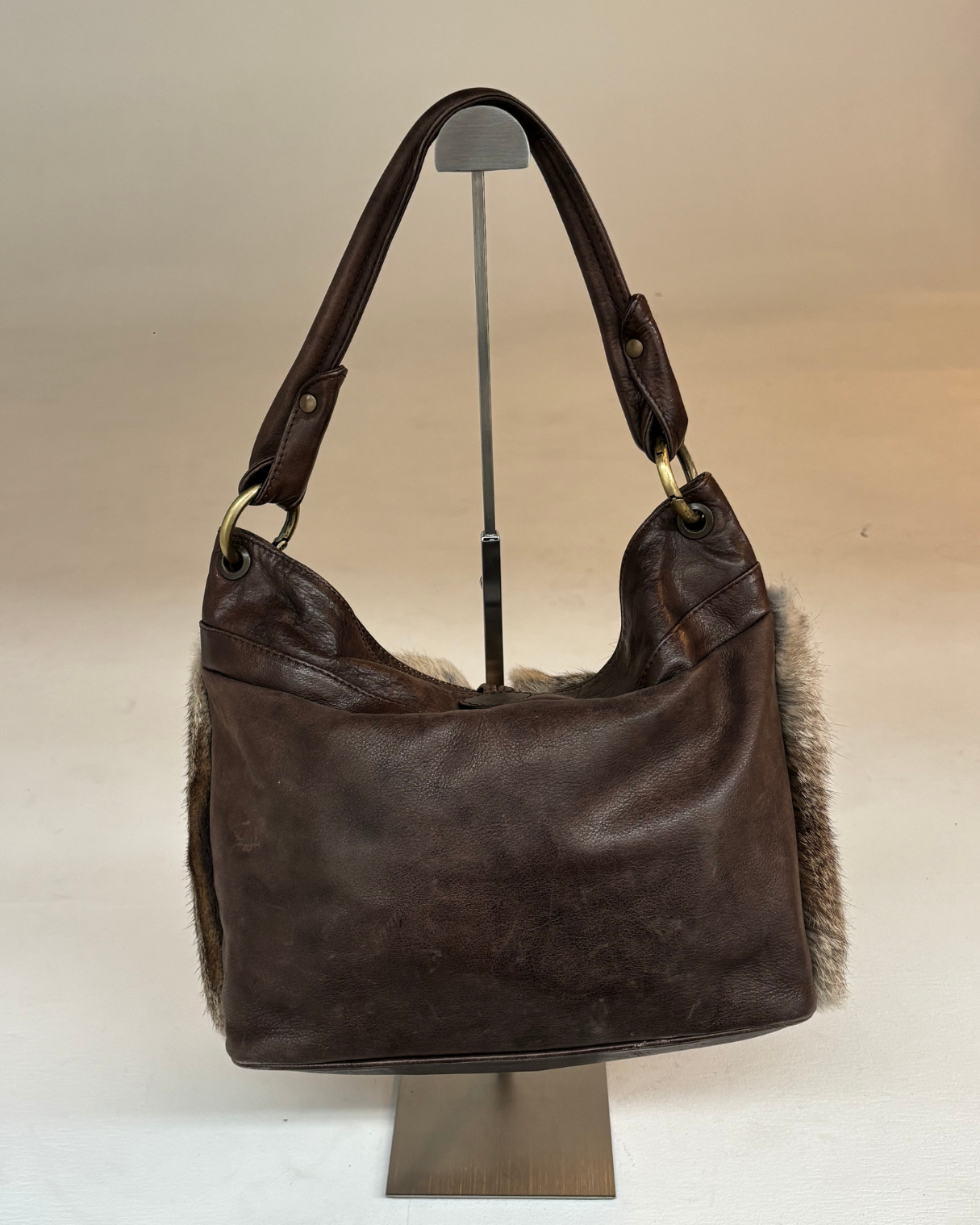 Vintage Brown Real Fur Bag