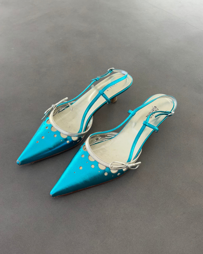 Franco Burrone Blue Metallic Heels