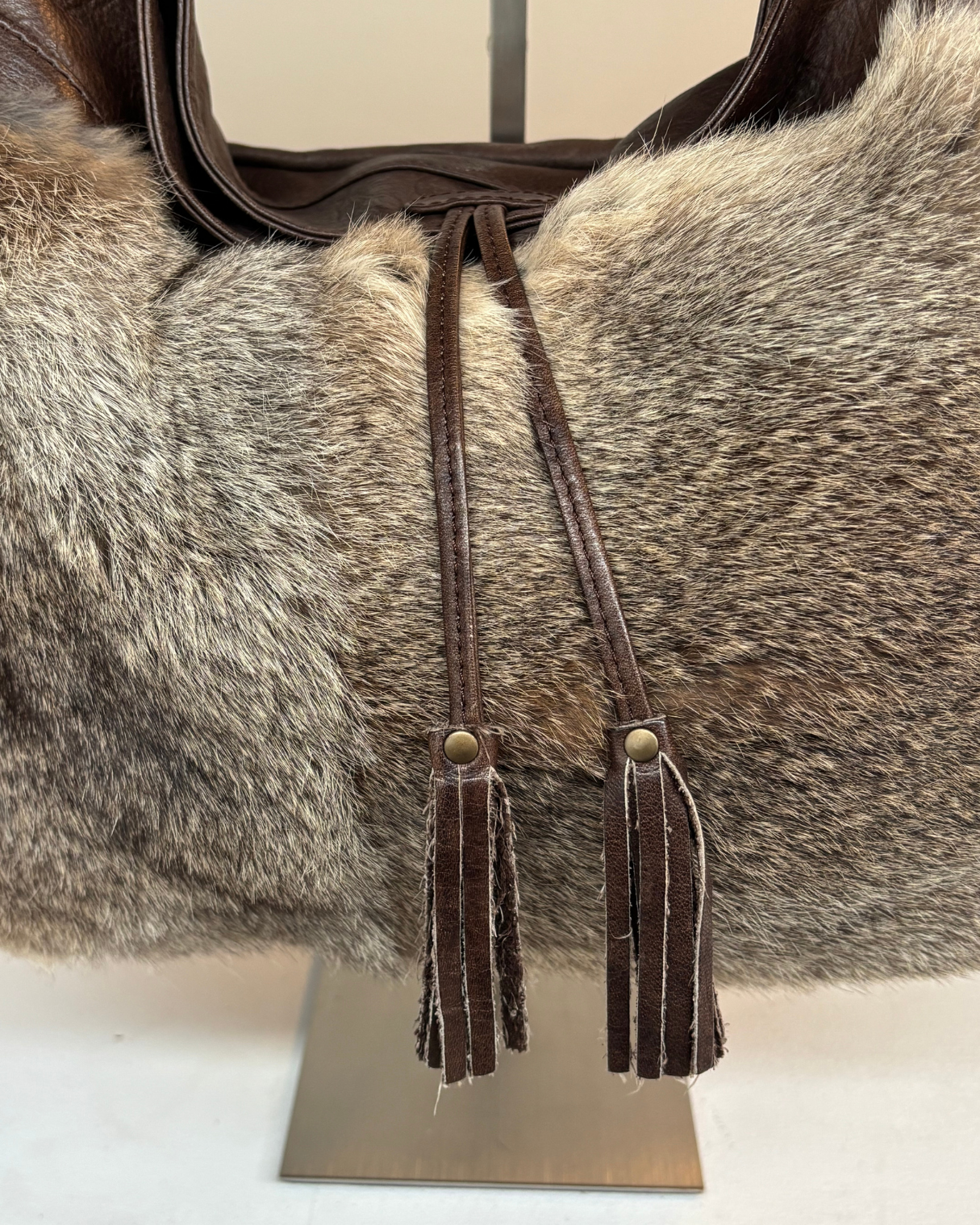 Vintage Brown Real Fur Bag