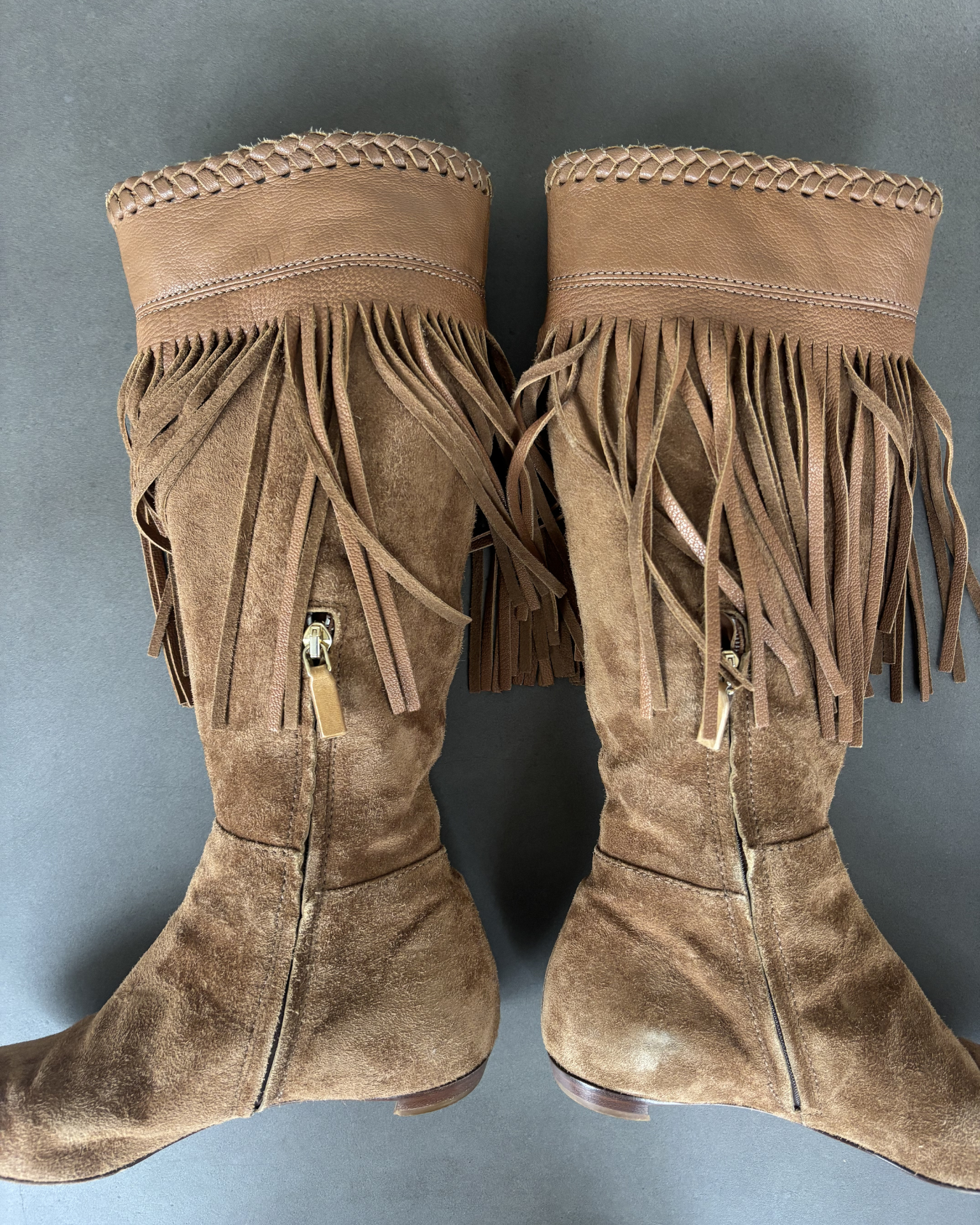 Sergio Rossi Suede Fringe Boots