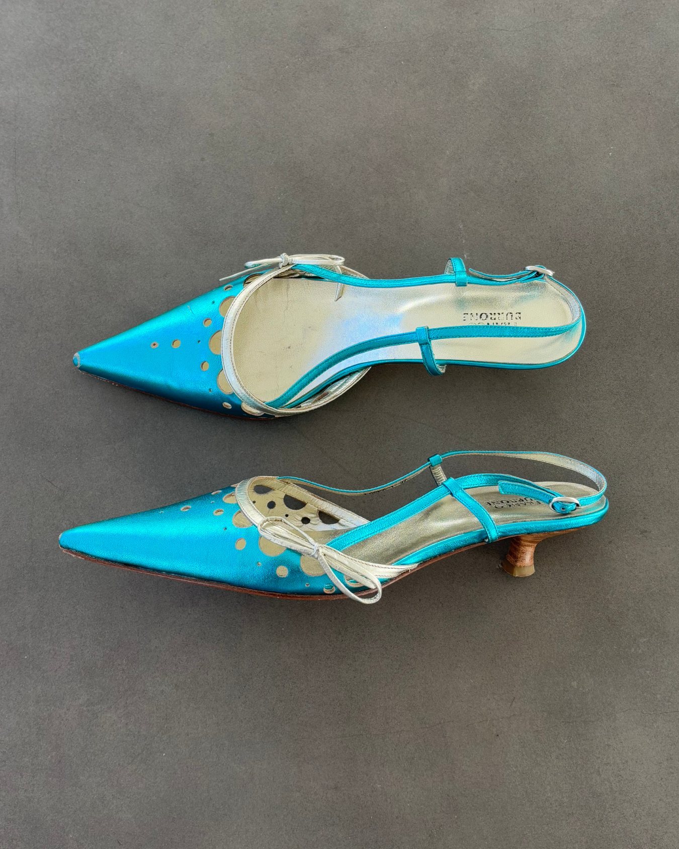 Franco Burrone Blue Metallic Heels