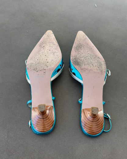 Franco Burrone Blue Metallic Heels