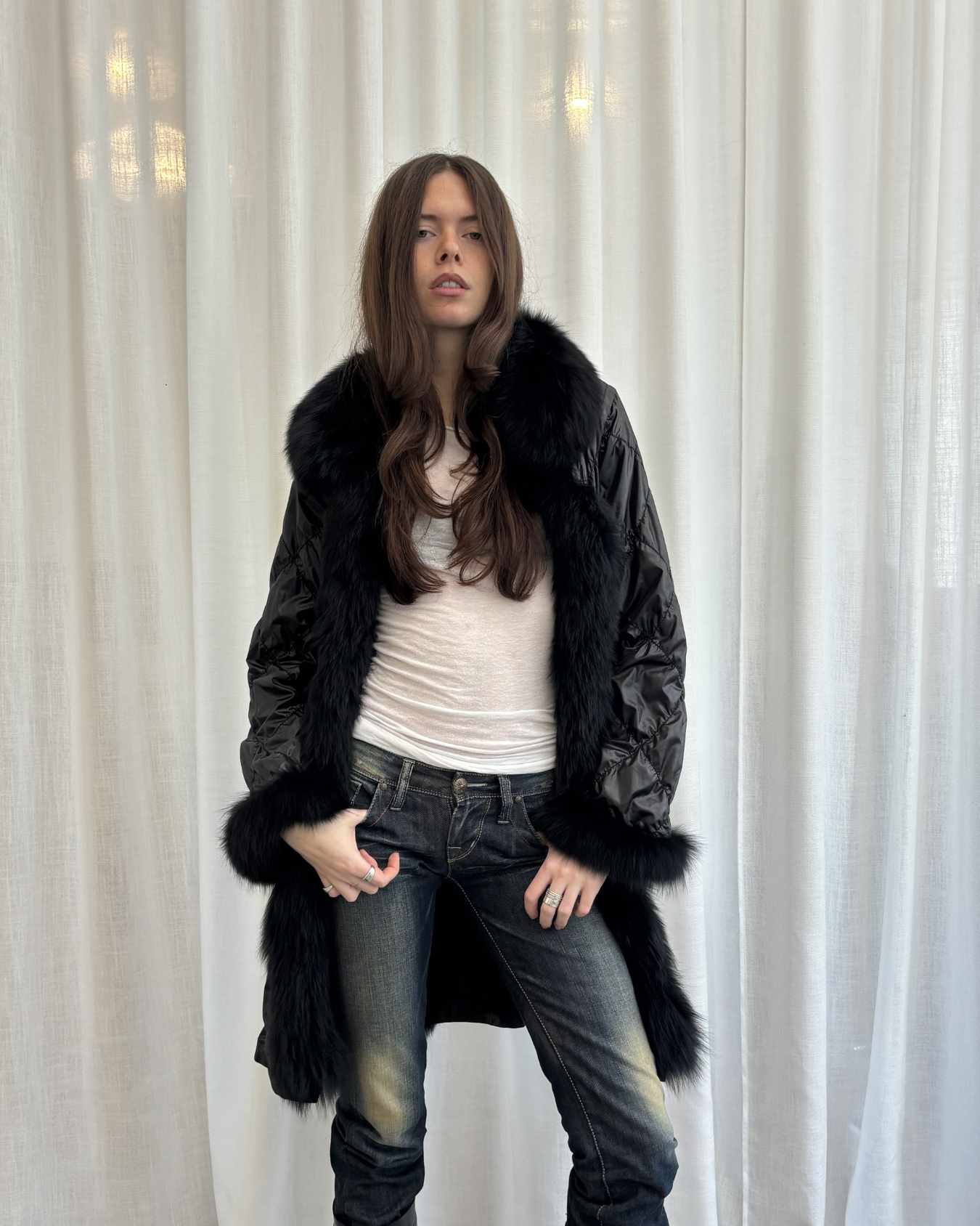 Vintage Nylon & Real Fur Coat