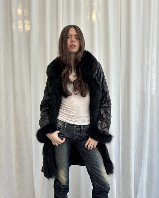 Vintage Nylon & Real Fur Coat
