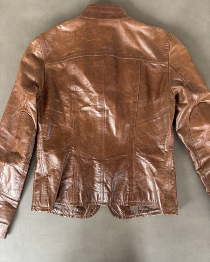 DKNY Brown Leather Biker Jacket