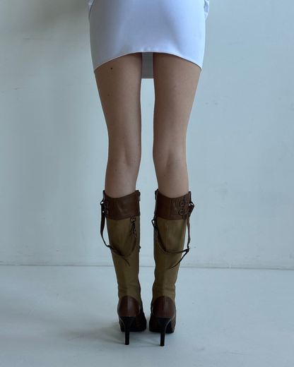 Vintage Knee High Strap Boots