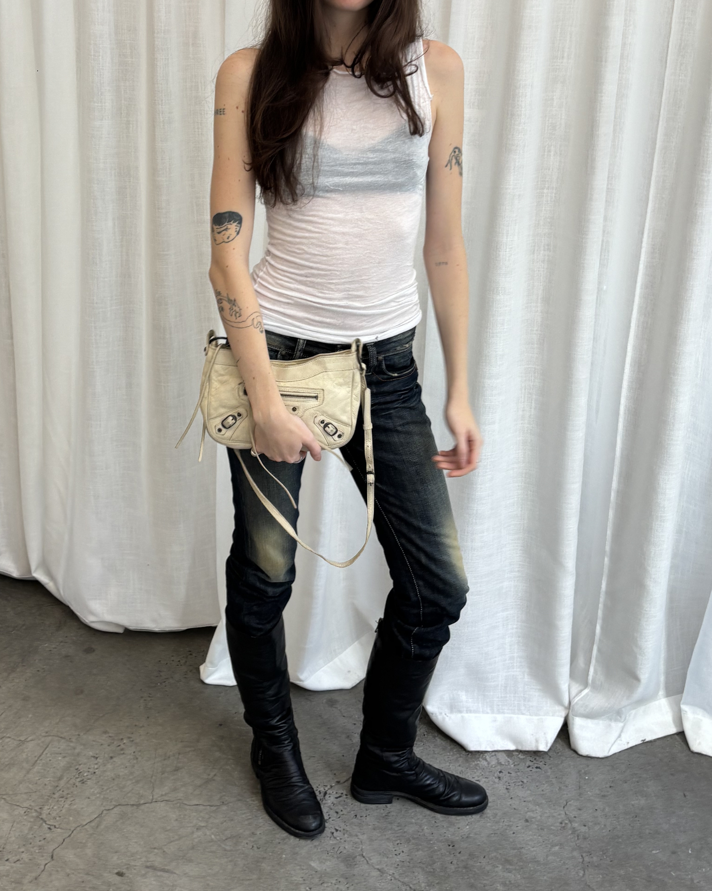 Balenciaga Cream Clutch/ Crossbody Bag