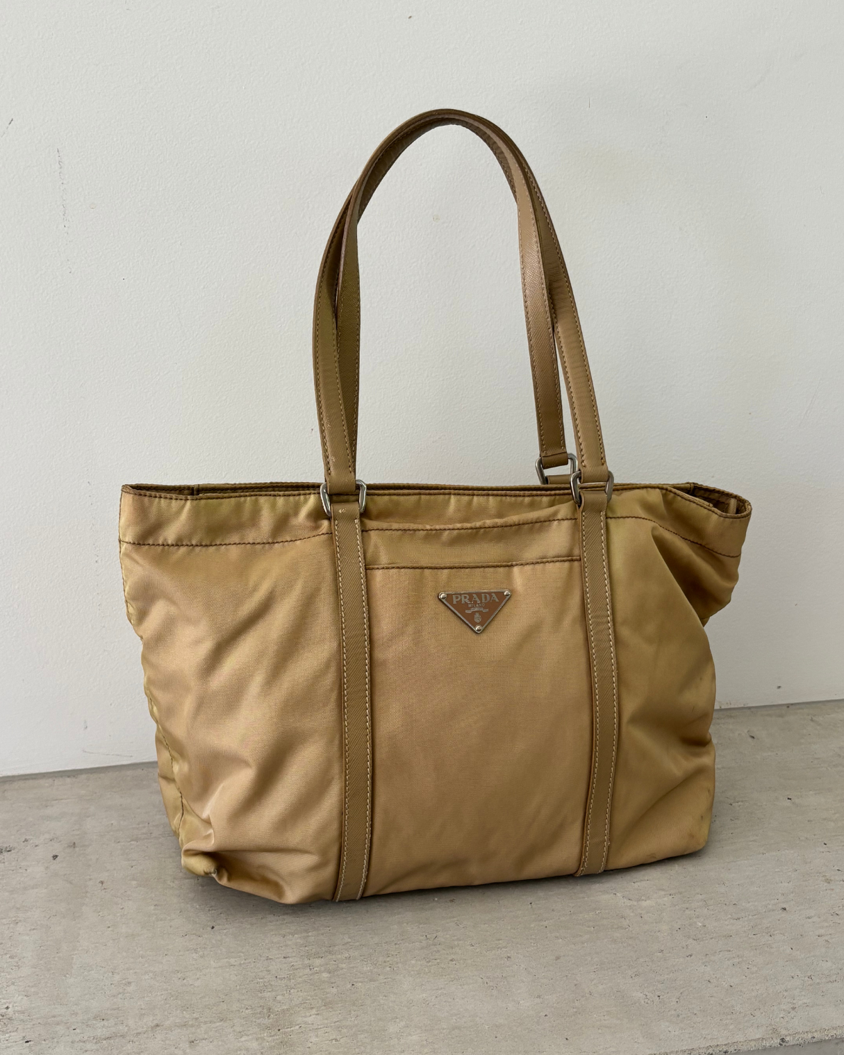 Prada Tan Nylon Tote Bag