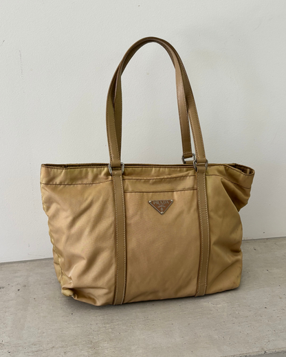 Prada Tan Nylon Tote Bag