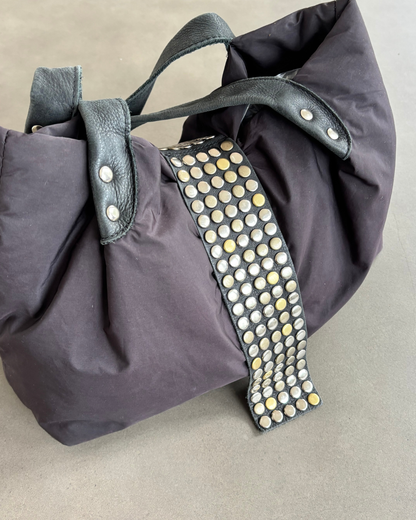 TRES Studded Black Puffer Bag