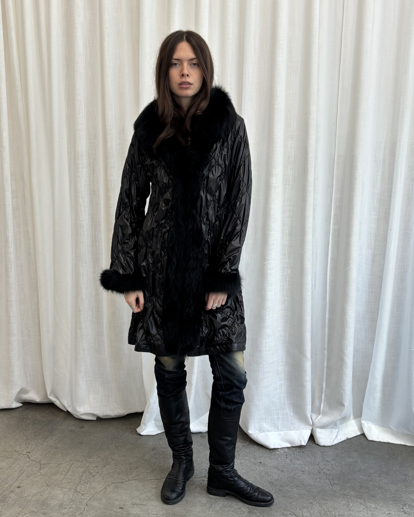 Vintage Nylon & Real Fur Coat