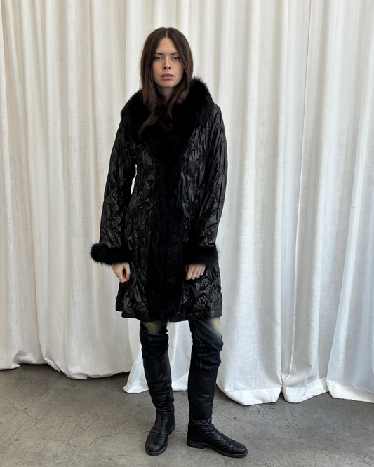 Vintage Nylon & Real Fur Coat