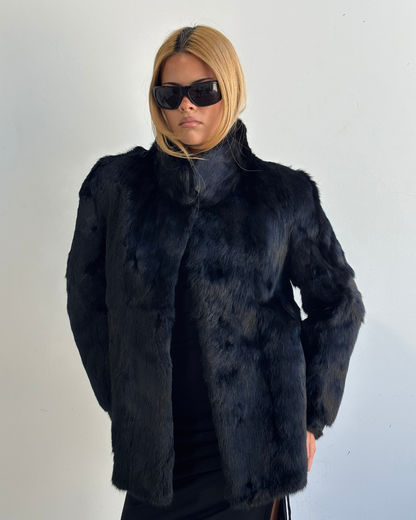 Real Fur Black Coat