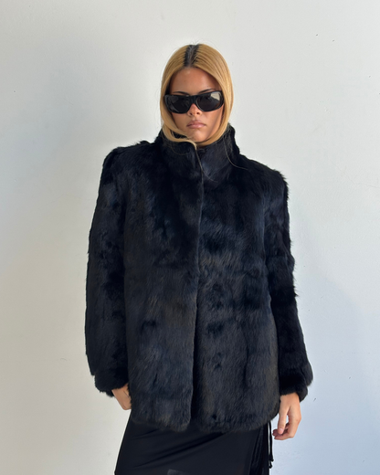 Real Fur Black Coat