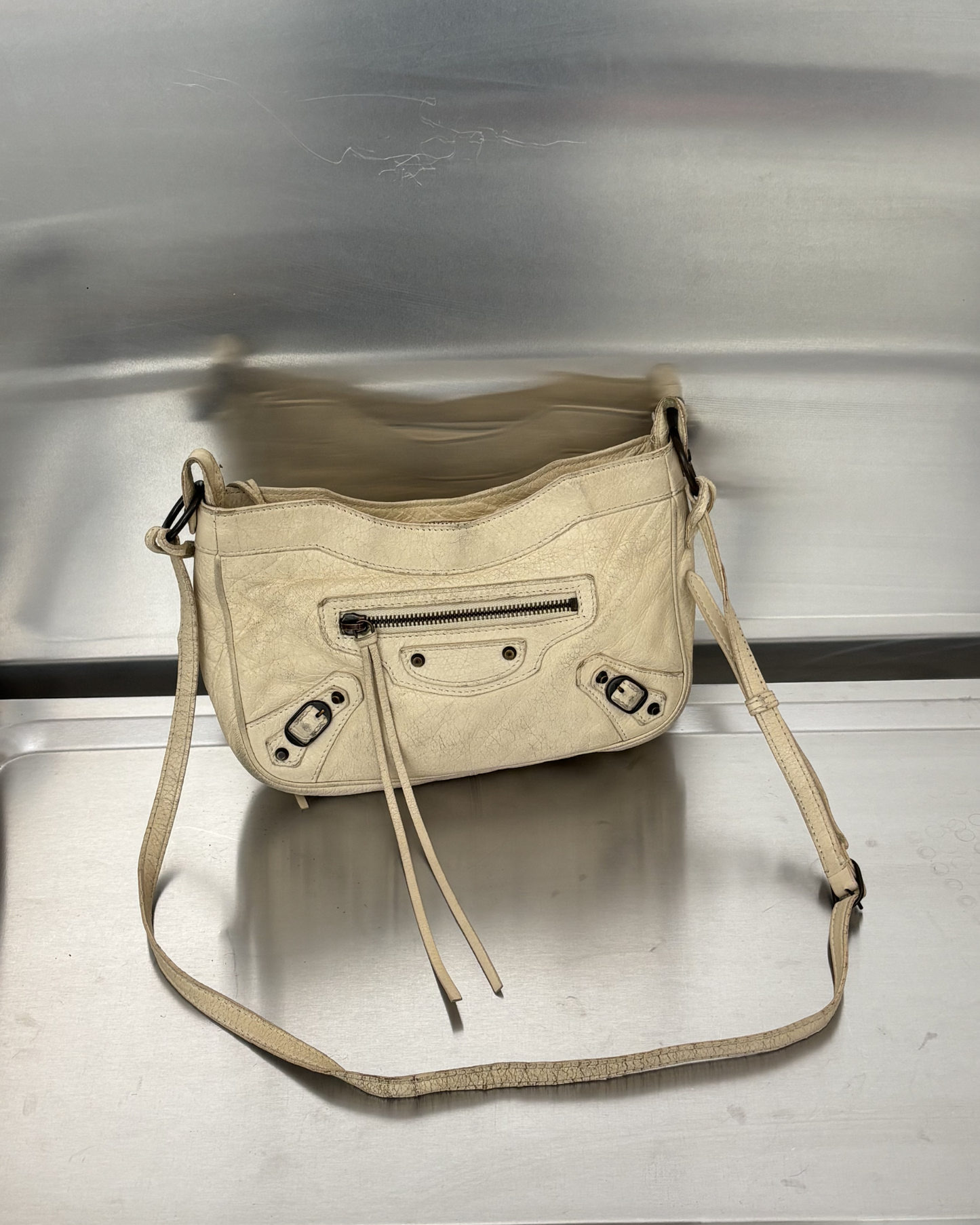 Balenciaga Cream Clutch/ Crossbody Bag