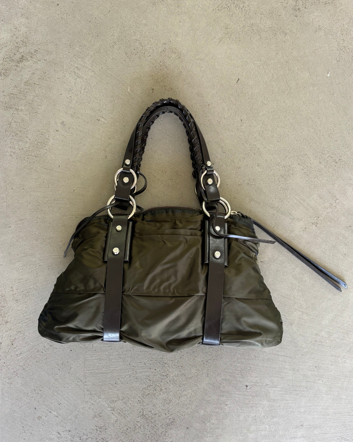 Francesco Biasia Olive Lace Up Bag