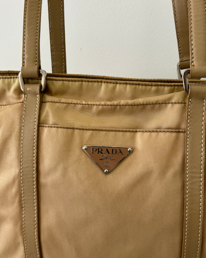 Prada Tan Nylon Tote Bag