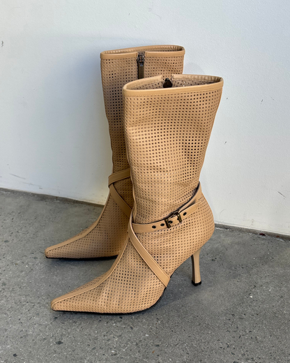 Tan Buckle Calf Boots