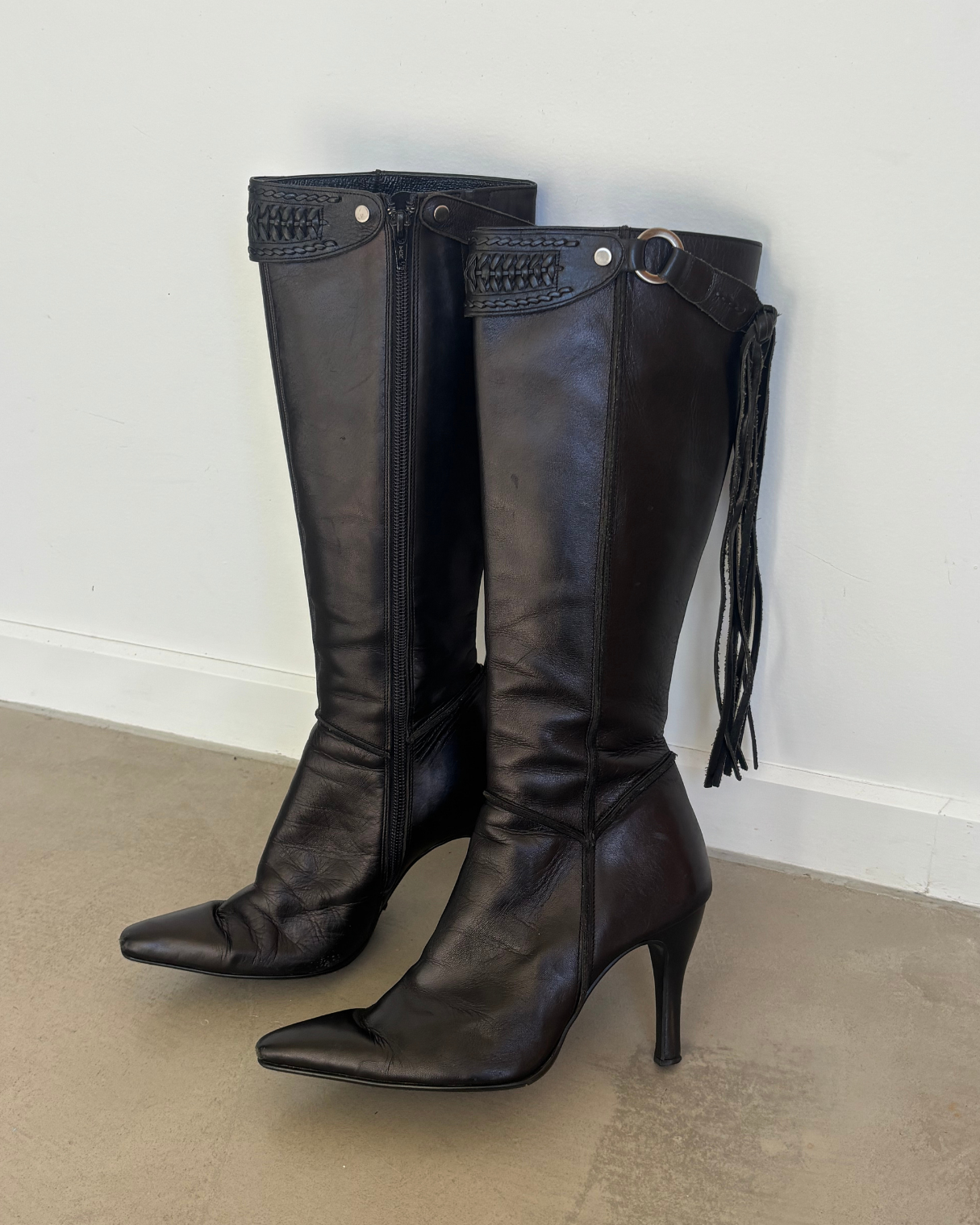 Fringed Black Boots