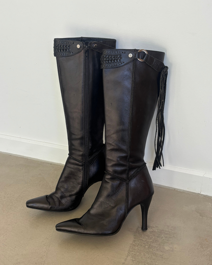 Fringed Black Boots