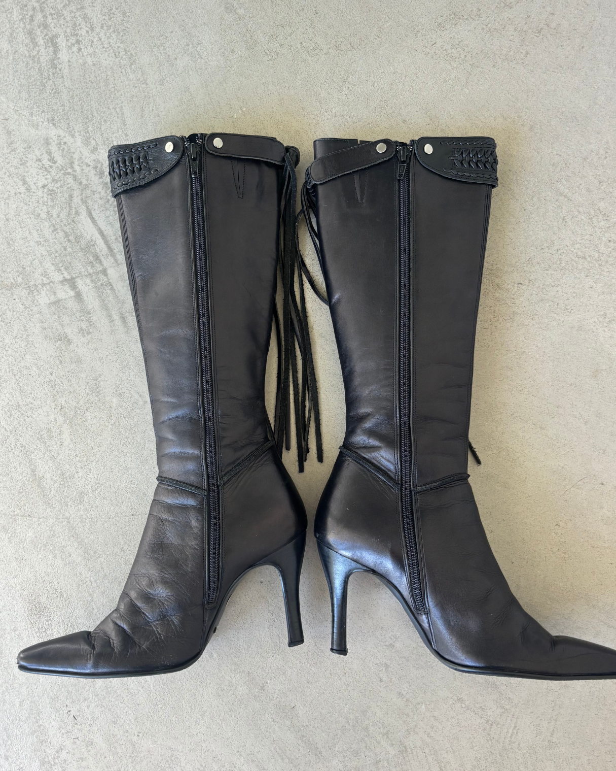 Fringed Black Boots