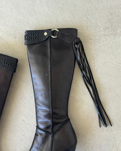 Fringed Black Boots