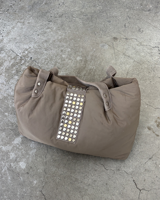 Tres Tan Studded Puffer Bag