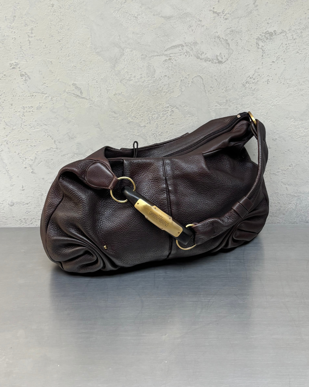 Brown Leather Horn Bag