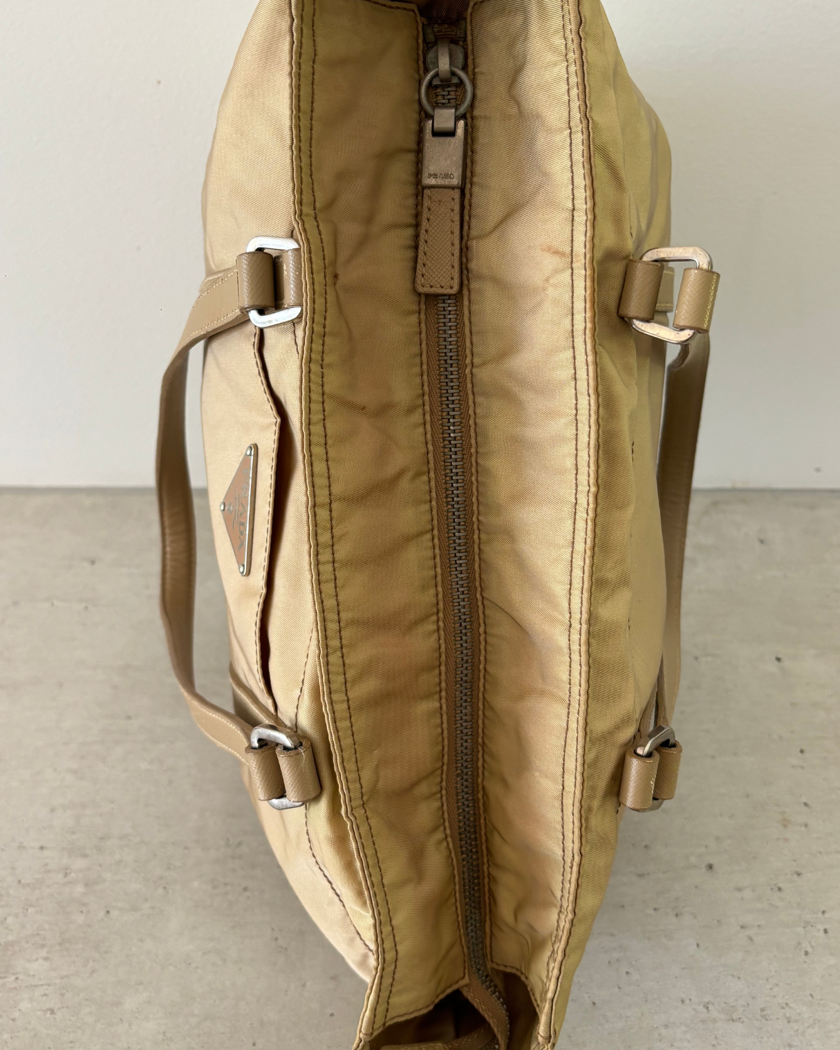 Prada Tan Nylon Tote Bag